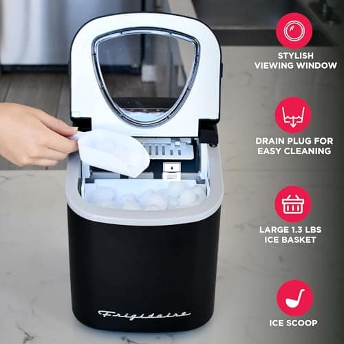 FRIGIDAIRE EFIC128AMZBLK Compact Countertop Ice Maker, 26 lb per Day, Black — view 3