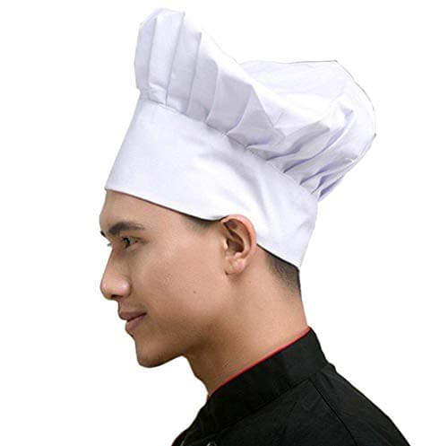 Hyzrz Chef Hat Adult Adjustable Elastic Baker Kitchen Cooking Chef Cap (White) — view 3