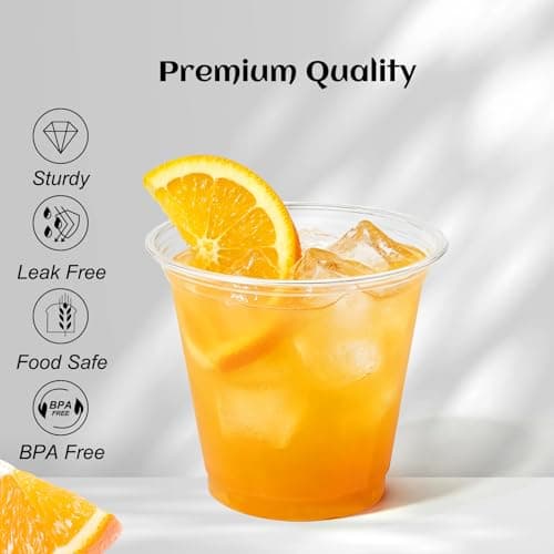 Lamosi 9 oz Plastic Cups 50 Pack, Disposable Clear Cups No Lids — view 2
