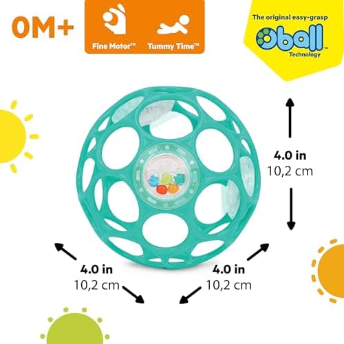 Bright Starts Oball Easy-Grasp Rattle BPA-Free Infant Toy in Teal, Age Newborn and up, 4 Inches — view 7