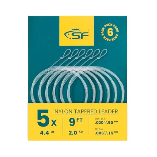 SF 6PCS Pre-Tied Loop Fly Tapered Leaders Fly Fishing Trout Leader Nylon 9FT 5X