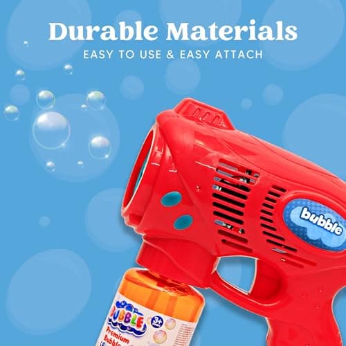 JOYIN 2 Bubble Guns with 2 Bubble Refill Solution (10 oz Total), Bubbles Maker, Blower, Machine Gun Blaster for Kids, Toddlers, Outdoors Activity, Party, Birthday Gift, Easter Bubble Toys (Blue+Red) — view 5