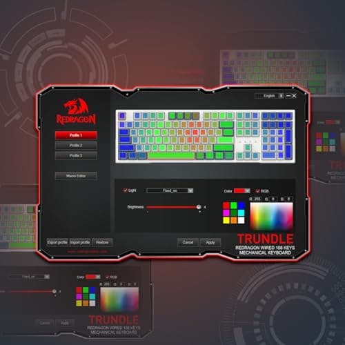 Redragon K668 RGB Gaming Keyboard, 108 Keys Wired Mechanical Keyboard w/Extra 4 Hotkeys, Sound Absorbing Foams, Upgraded Hot-swappable Socket, Mixed Color Keycaps x 2 Sets, Red Switch — view 6