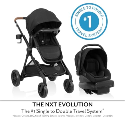 Evenflo Pivot Xpand NXT Travel System Featuring LiteMax NXT Infant Car Seat (Coal Black)
