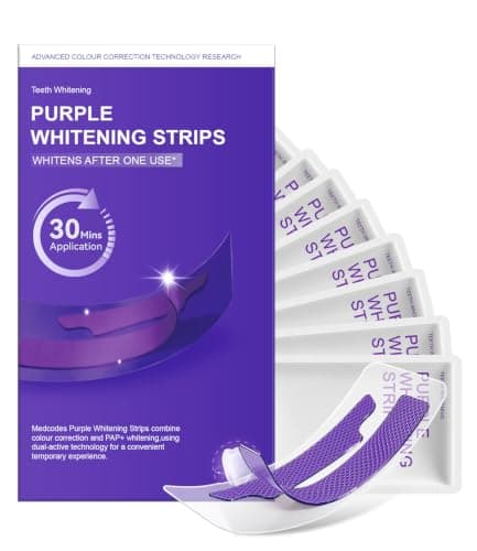 Purple Teeth Whitening Strips, No Hydrogen Peroxide (32 Strips)