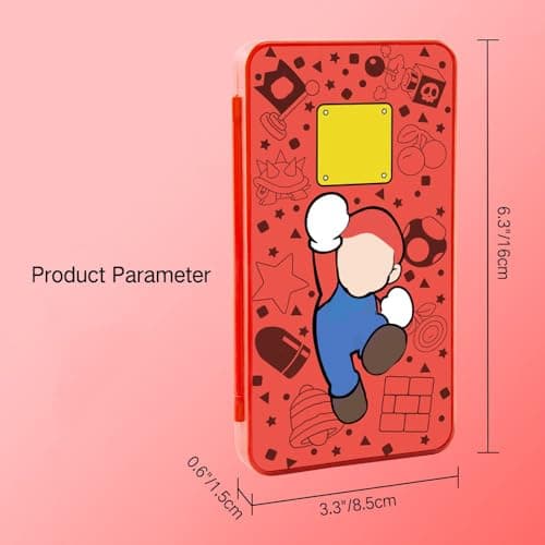 PERFECTSIGHT Switch Game Card Case for Nintendo Switch 2/ Lite / OLED, Game Holder Cartridge Case for Game Cards and 48 SD Cards, Kawaii Portable Compact Storage Box (Red M, 24 Slots) — view 5