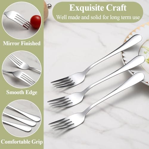 Berglander Dinner Forks Set 12pcs 18.5cm, Stainless Steel Table Fork, Dessert Salad Forks, Flatware Silverware Fork for Restaurant, Hotel, Bulk Value, Affordable, Dishwasher Safe — view 3