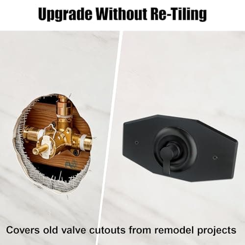 Shower Valve Remodel Cover Plate, A502-26 Single Hole Conversion Plate Compatible with Moen & Delta Trim, Bathroom Wall Repair Escutcheon, Black — view 4