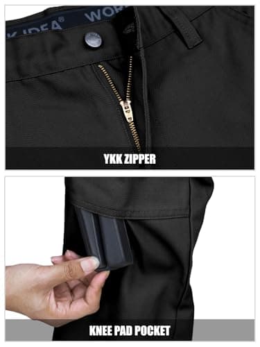 WORK IDEA Men's Double Knee Work Pants Heavy Duty Canvas Cargo Pants — view 2
