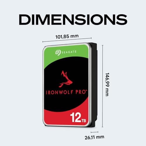 Seagate IronWolf Pro 12 TB Enterprise NAS Internal HDD – CMR 3.5 Inch, SATA 6 Gb/s, 7200 RPM, 256 MB Cache for RAID Network Attached Storage (ST12000NTZ01/ST12000NT001) — view 2