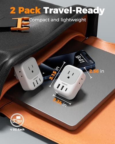 TESSAN UK Adapters for Travel 2 Pack, Type G US to UK Plug Adapter with 4 Outlets 3 USB Charger(1 USB C), Power Adaptor for USA to Ireland Scotland Dubai Hong Kong England British Kenya London — view 4