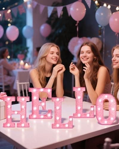 LED Marquee Light Up Letters(E)– Light Up Number Sign for Birthday Party,Girls Room Table Decor, Marquee Numbers with Warm Pink Glow, Battery Operated Pink Digits, 8.6 IN — view 4