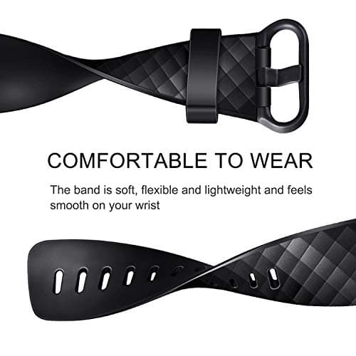 Vancle Bands Compatible with Fitbit Charge 4 / 3 / 3 SE, Classic Soft Replacement Wristband Sport Strap for Fitbit Charge 4 and 3 Fitness Activity Tracker Women Men Small Large (011, Black, Large) — view 2
