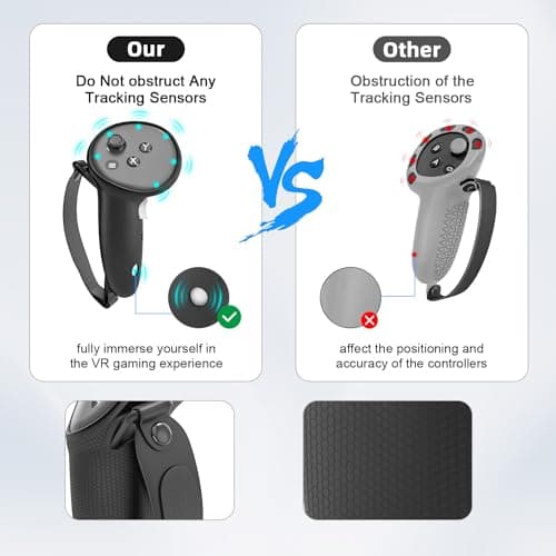 Relohas Deluxe 5 in 1 Silicone Accessories for Meta Quest 3, VR Protective Case Set for Oculus Quest 3, Controller Grip Cover, VR Shell Cover, Face Cover, Gifts for Christmas & Halloween (Black) — view 3