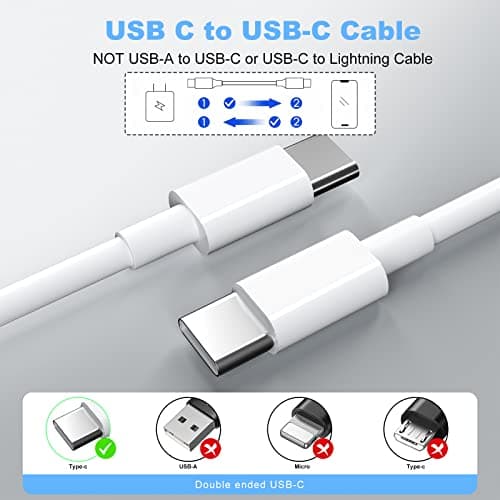 USB C to USB C Charging Cable for Apple 2Pack 10ft, Long Type C to C Fast Charger Cord for iPhone 16 E/17/Air/15/Pro/Plus/Pro Max, for MacBook Pro/Air, for iPad Pro12.9/11in,Air 4/5,Mini 6/7 60W — view 7