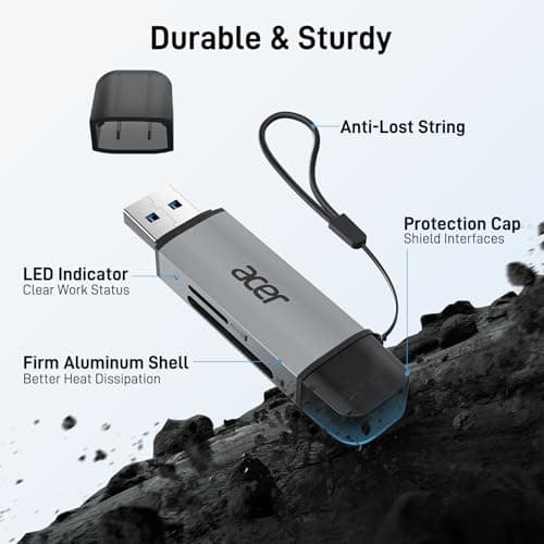 acer SD Card Reader USB C, Dual Slots USB 3.0 Type C to Micro SD Card Adapter, Memory Card Reader for MicroSD, SDHC, SDXC, Compatible with Laptop, PC, iPhone16/15, MacBook Pro/Air, iPad Pro, Android — view 6