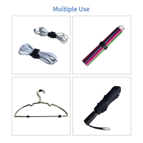 120 PCS 10 Inches Black Reusable Cable Ties,Multi-purpose Adjustable Cord Straps,Cable Organizer,Cord Wrap and Hook Loop Cords Management,Adjustable Cord Ties for Home,Garden,Office,Data Centers — view 3