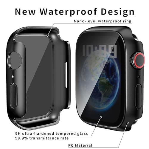 Zumyzu Waterproof Privacy Case Compatible with Apple Watch SE 3 SE 2 Series 6/5/4 40mm with Anti-peep Screen Protector, iWatch Face Cover Protective Bumper for iWatch Case 40mm Black — view 2
