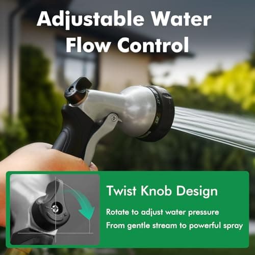 RESTMO Garden Hose Nozzle, Heavy Duty Metal Water Nozzle with 7 Adjustable Spray Patterns, High Pressure Hand Sprayer with Flow Control, for Watering Plants & Lawns, Washing Cars & Pets, Black — view 3
