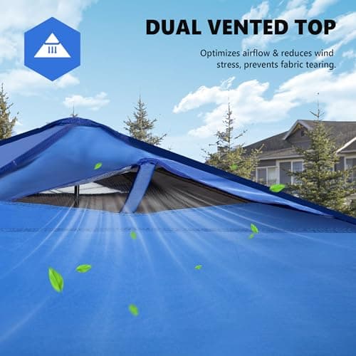 OLIXIS 10x10ft 1-Person Pop Up Canopy Tent, Heavy Duty One Push Setup Portable Outdoor Shelter for Beach Events Camping with Rolling Carry Bag, Navy Blue — view 5