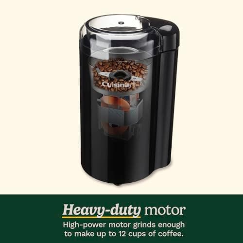 Cuisinart Coffee Grinder, One Touch Control Coffee Bean Grinder with Stainless Steel Bowl and Blades, 2.5 oz/70g Capacity Enough for 12 Cups, On/Off Switch with Safety Interlock, DCG-20BKN, Black — view 4