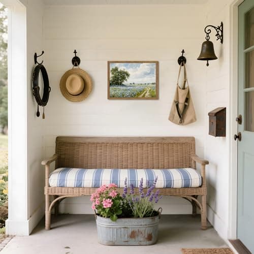 Framed Vintage Canvas Wall Art, Country Landscape Wildflower Field Wall Decor Paintings, Rustic Nature Pictures Prints Home Decor for Living Room Bedroom Bathroom Farmhouse 12x16 inch — view 2