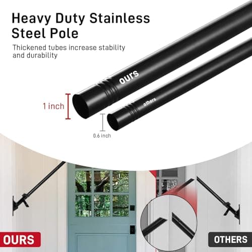 SEEKNEW Black Flag Pole for Outside House, 6 FT Stainless Steel No Tangle Spinning Residential Flagpoles & Two-Position Flag Pole Holder Brackets Mounting for Outdoor Flags for Porch(Without Flag) — view 4