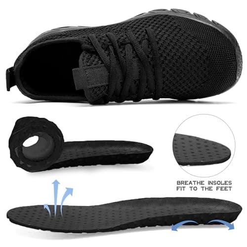 IQYNAM Running Shoes for Men Women Tennis Walking Slip on Unisex Slip-Resistant Work Shoes Breathable Athletic Workout Gym Black Sneakers Size Women 13/Men 12 — view 4