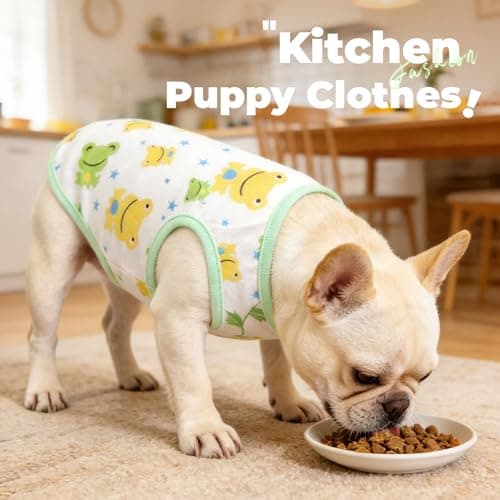 PETCARE Cartoon Dog Shirts for Small Dogs Cute Dog Clothes Green Frog Tshirt Soft Cotton Puppy Pajamas Breathable Sleeveless Pet Tank Top Spring Summer Dogs Clothes for Chihuahua Yorkie Shih Tzu — view 4