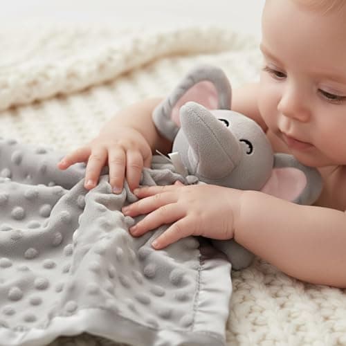 Pro Goleem Elephant Security Blanket, Soft Lovey Unisex Lovie Baby Gifts for Boys and Girls Snuggle Toy Stuffed Animal Newborn Essentials and Items Grey 16 Inch — view 3