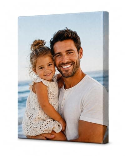 TWING Custom Canvas Prints with Your Photos, 8x10 Personalized Ready-to-Hang Photo Canvas Wall Art, Fathers Day Gift for Dad, Stretched Canvas Print for Family, Wedding, Pet & Home Decor
