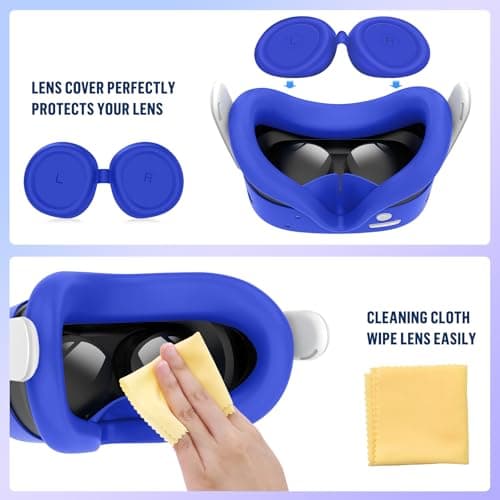 Silicone Cover Set Compatible with Meta Quest 3S Accessories, VR Protector Face Cover, Controller Grips, Front Shell Headset Cover and Lens Protective Cover for Meta/Oculus Quest 3S Accessories — view 5