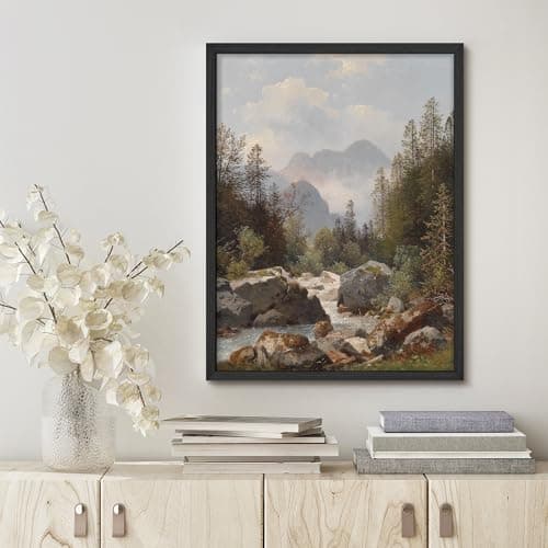 SIGNWIN Framed Misty Mountain Forest Ravine Wall Art, Landscape Colorful Wall Decors, Nature Wilderness Wall Décor for Living Room, Bedroom - 12"x16" Black — view 2