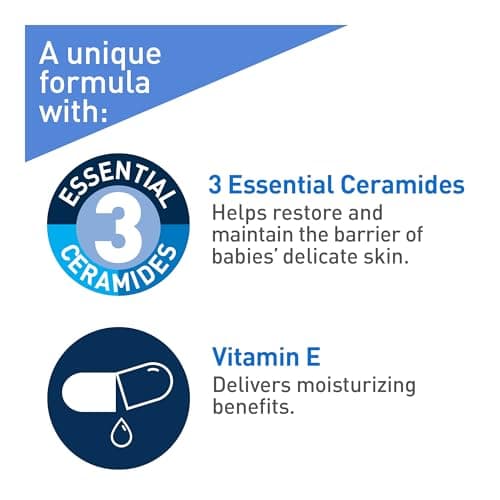 CeraVe BABY Moisturizing Lotion, Gentle Skin Care for Face & Body with Ceramides, Hyaluronic Acid, Niacinamide & Vitamin E. Fragrance-Free, Paraben-Free, Dye-free. Sensitive skin, non-greasy, 473ML — view 3