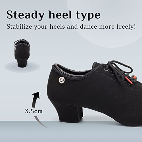 YKXLM Women Latin Ballroom Dance Shoes Practice Modern Salsa Teaching Performance Dancing Shoes,1.25''Heel,Black,7.5 US — view 6
