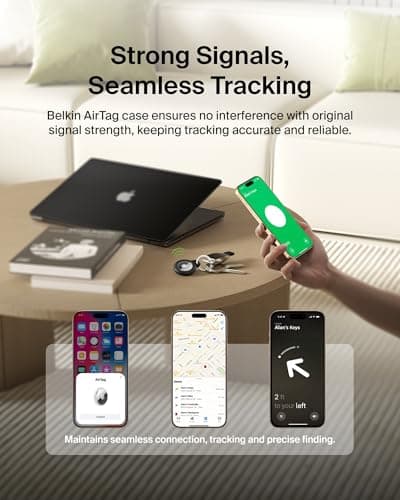 Belkin Apple AirTag Secure Holder with Key Ring - Durable Scratch Resistant Case with Open Face & Raised Edges - Protective AirTag Keychain Accessory for Keys, Pets, Luggage & More - Black — view 5