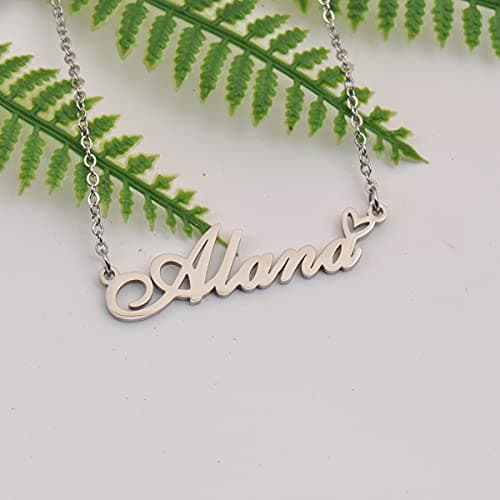 RONKAH Baby Custom Personalized Name Necklace Pendant Necklace with Heart Customized Necklace Best Gift for Women Christmas Valentine's Day Mother's Day Birthday AG — view 4