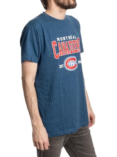 Calhoun NHL Men’s Heather Vintage Style T-Shirt — Screen Printed Logo Tee, Cotton Poly Blend (Montreal Canadiens, Large) — view 3