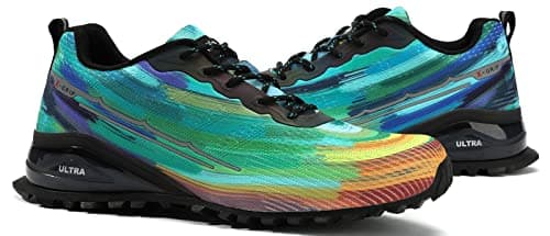 Kricely Men's Trail Running Shoes Fashion Hiking Sneakers Lightweight Tennis Cross Training Shoe Tie dye Non-Slip Walking Footwear Size 10 — view 6
