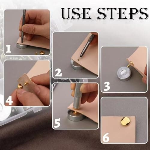240 Sets Of Leather Rivets With Punch Pliers And Fixing Tools,Leather Rivets Double Cap Rivets Tubular Metal Rivets Leather Rivets Bag,Clothing,Shoes,Leather Craft (4 Colors And 3 Sizes) — view 2