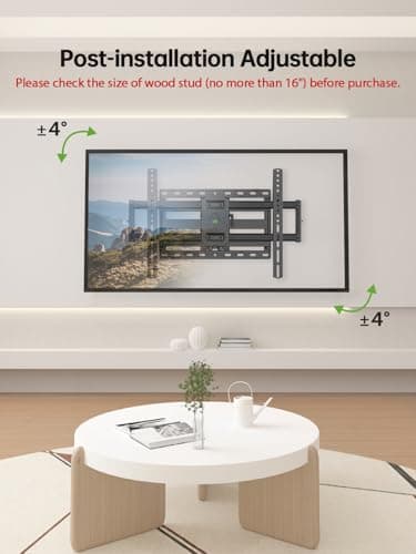 USX Mount Full Motion TV Wall Mount for Most 42-90 inch Flat Screen/LED/4K, TV Mount Bracket Dual Swivel Articulating Tilt 6 Arms, Max 16" Wood Studs, VESA 600x400mm, Holds up to 132lbs — view 5