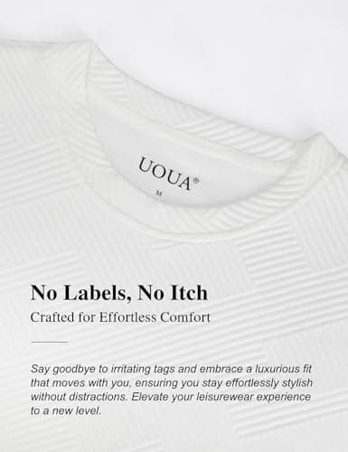 UOUA Mens Short Sets 2 Piece Summer Outfits Casual Short Sleeve Crew-Neck Shirts & Shorts Track Suit Jogging Loungewear, White M — view 4