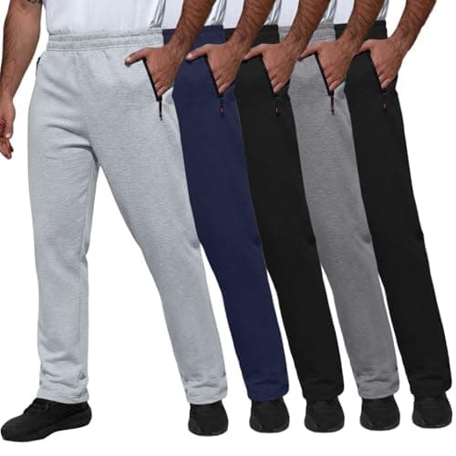 KGKE Men's Sweatpants Athletic Pants with Pockets,Jogger for Men Black/Black/Grey/Dark Grey/Navy M