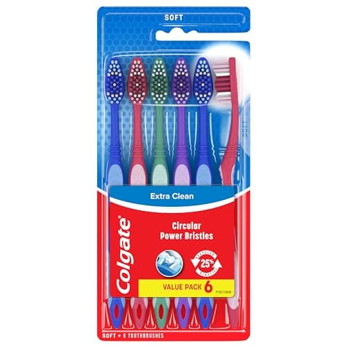 Colgate Extra Clean Toothbrush, Soft Toothbrush for Adults, 6 Count (Pack of 1)