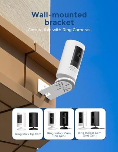 2 Pack No-Drill Wall Mount for Ring Indoor Cam (2nd & 1st Gen), Metal Adhesive Camera Holder with Strong VHB Tape, Stable Anti-Drop Security Bracket – Easy, Damage-Free Installation — view 2
