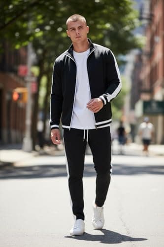 SCREENSHOT Mens Urban Hip Hop Premium Track Jacket - Slim Fit Side Taping Sportswear Urbanwear Streetwear Top, S51700-black, Medium — view 5