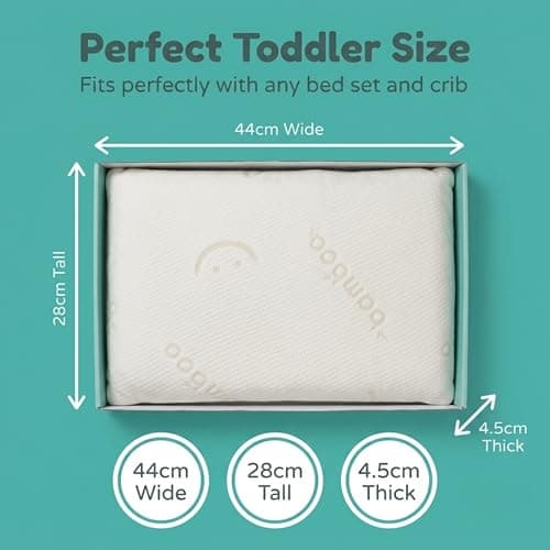 Baby Works Toddler Pillow - Soft, Supportive and Breathable Memory Foam with Hypoallergenic Bamboo Cover, Chiropractor Recommended, Washable and Removable Cover, Perfect for Cribs, Ages 12m+ — view 2