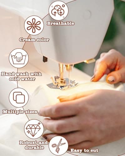 FIVEIZERO 100% Cotton Muslin Fabric by The Yard,59in x 1yd Cream Bleached Cotton Muslin Cloths–Medium Weight Beige Calico Fabric for Sewing,Quilting,Embroidery,Crafts & Apparel Projects — view 3