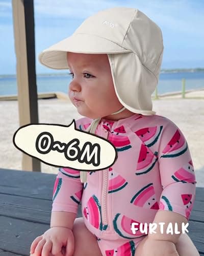 FURTALK Baby Sun Hat with Neck Flap UPF 50+ Adjustable Baby Boys Girls Summer Beach Hat for Traveling Swim Hat Beige — view 8