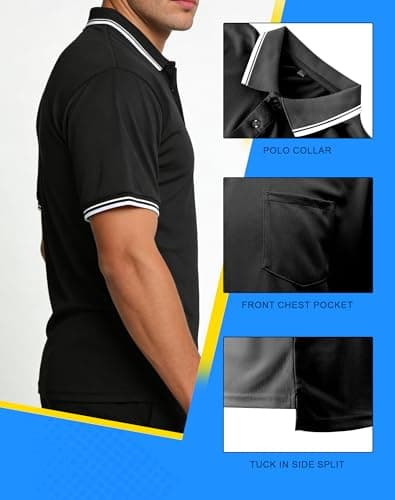 VKT Umpire Shirt Polo Short Sleeve Baseball Softball Ref Uniform Referee Gear Sized for Chest Protector Black S — view 5